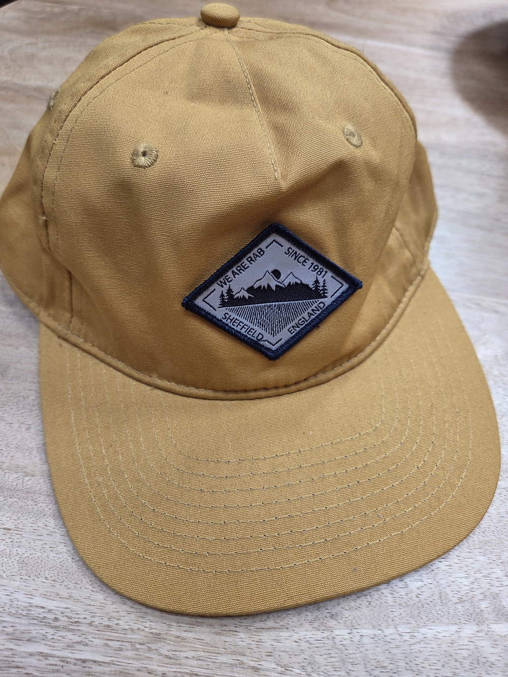 Rab Mountain Logo Organic Cotton Snapback Cap Mustard One Size NWOT